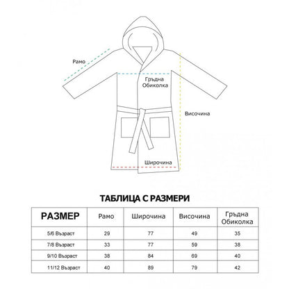 Детски Хавлиен Халат от 100% Памук Различни Цветове